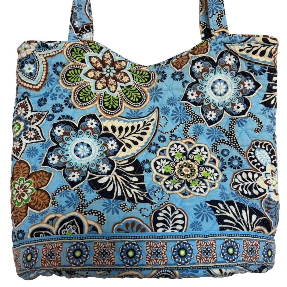 Vera Bradley Quilted Tote Bag Bali Blue Retired Pattern - Picture 4 of 7